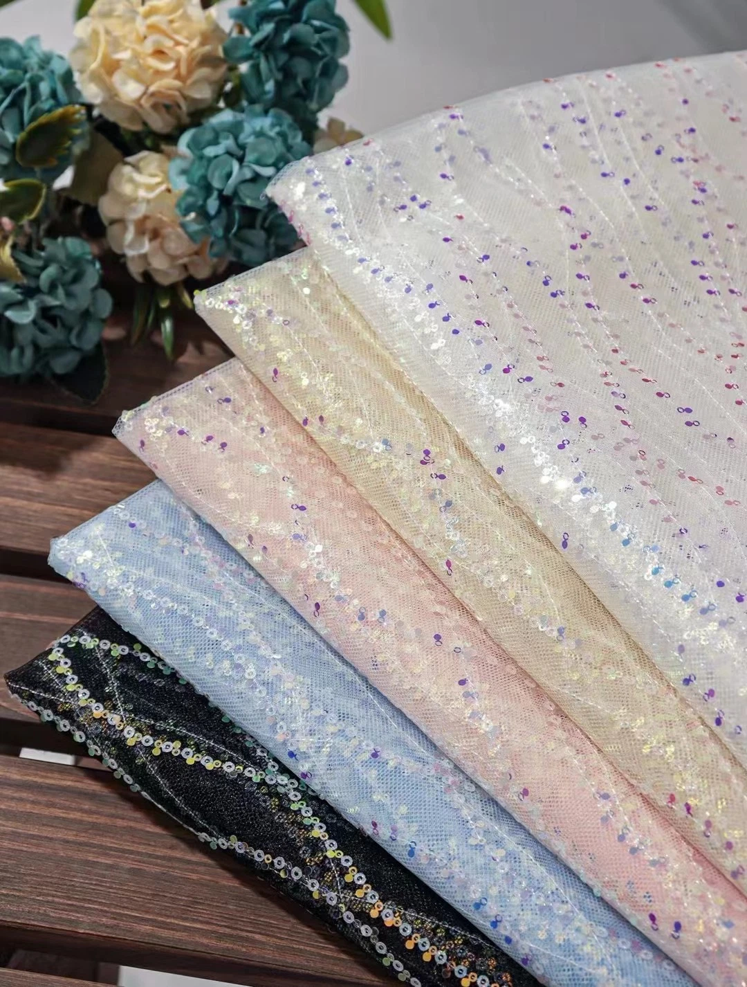 High Quality African Swiss Sequence Material Tulle Lace Fabric Embroidery for Garments