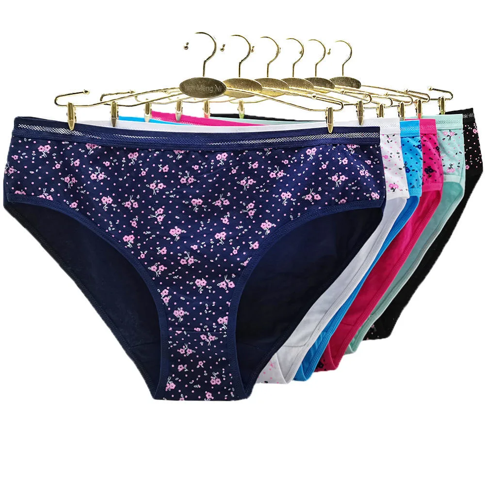 Soft Cotton Briefs Panties 2XL-4XL Full Print Women Underwear