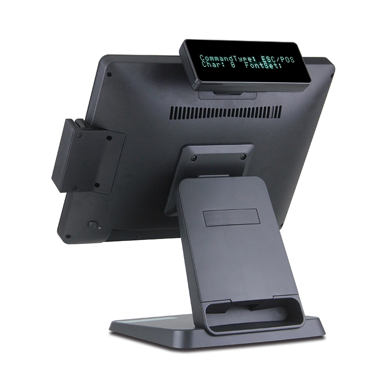 نظام شاشة Capacitive Touch Screen POS بحجم 15 بوصة مع شاشة عرض LED للعملاء