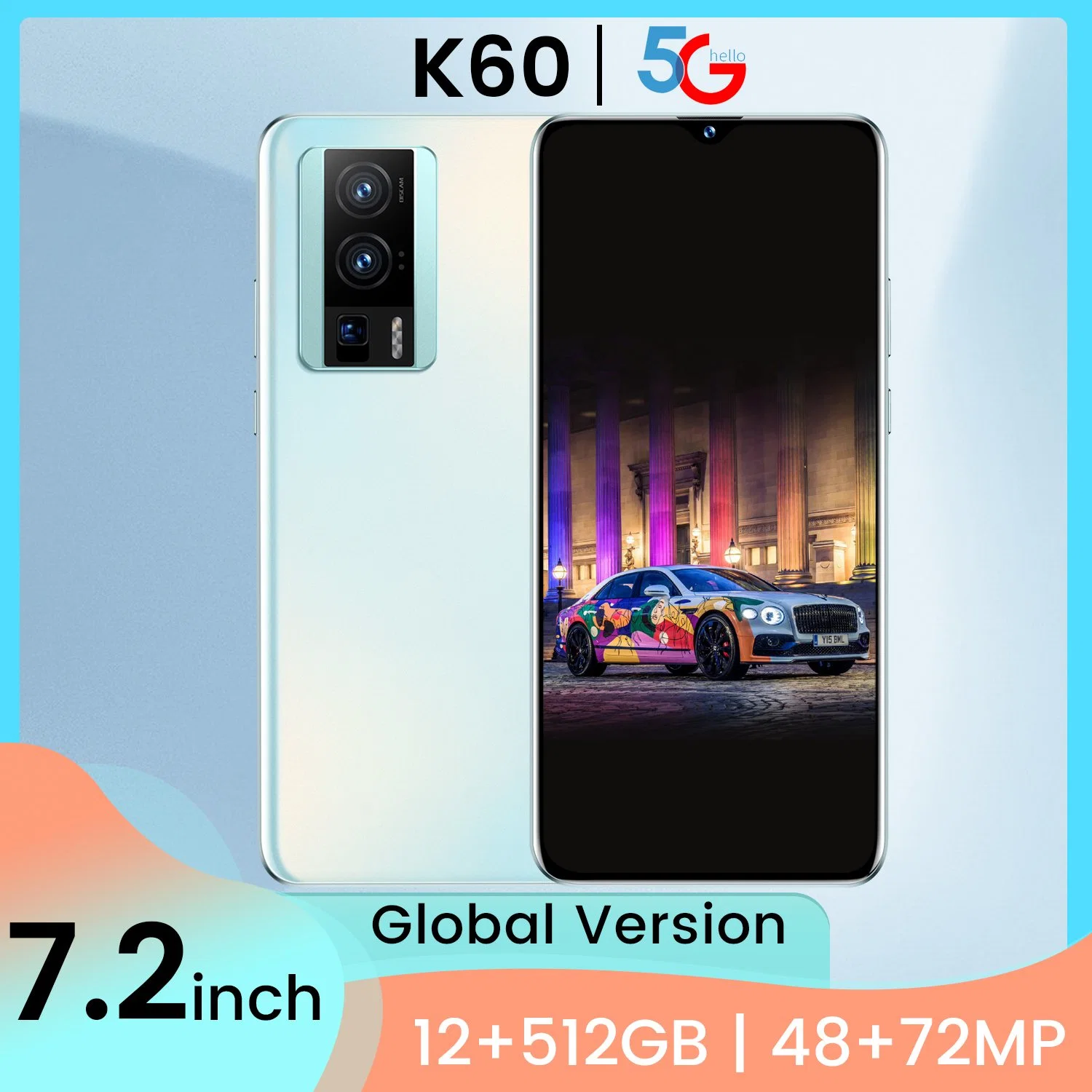 Factory Direct 12+512GB K60 Brand New Mobile Smart Phone Android Smart Mobile Phone, Ready in Stock