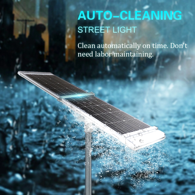 CE RoHS Certificated Automatic Dust Sweeping and Snow Cleaning IP65 All in One 60W Solar LED Street Light