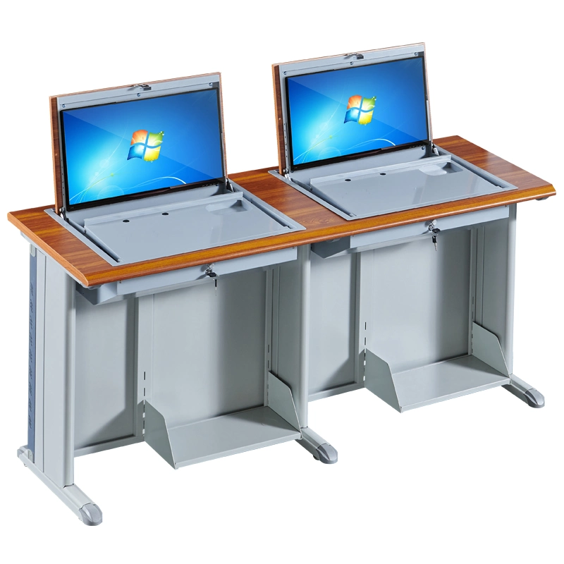 Multimedia Classroom Desk Flip Computer Desk Flip up LCD Monitor Classroom Table