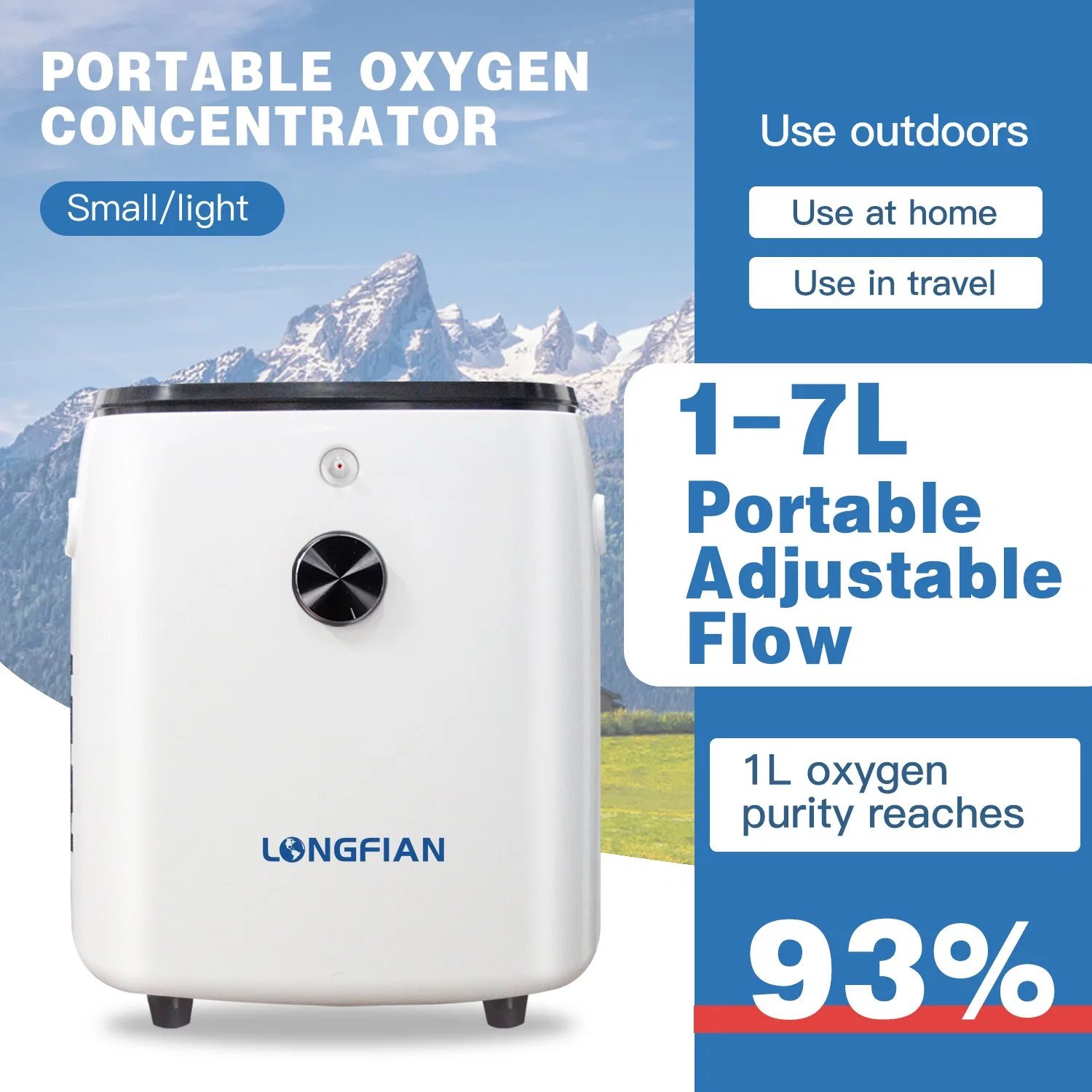 Mini Portable Oxygen Machine Battery Oxygen Concentrator with Lightweight