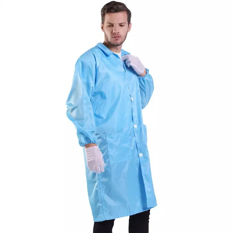 Wholesale Washable Blue Various Color Customized Polyester ESD Garment Working Smock Antistatic Clothing for Electronics Workshop