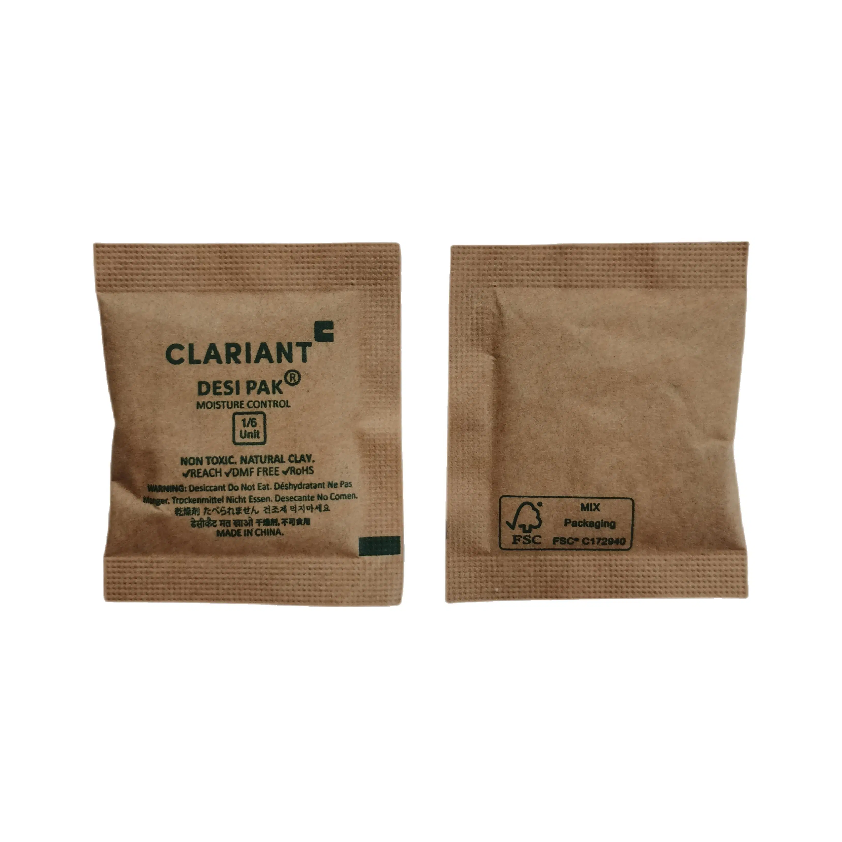 Desi Pak Moisture Control Clay Desiccant Sachet in FSC Kraft Paper (6g) for Leather Handbag