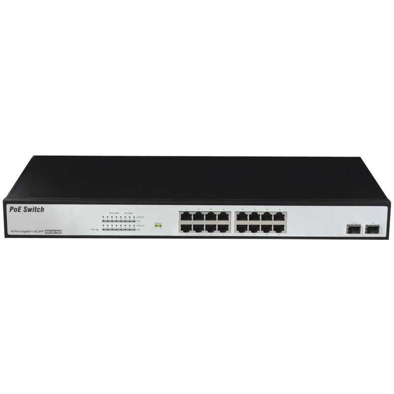 16-Port 10/100/1000 Network Poe Switch with 2 SFP Fiber Slots Supply Power for Wireless Access Point