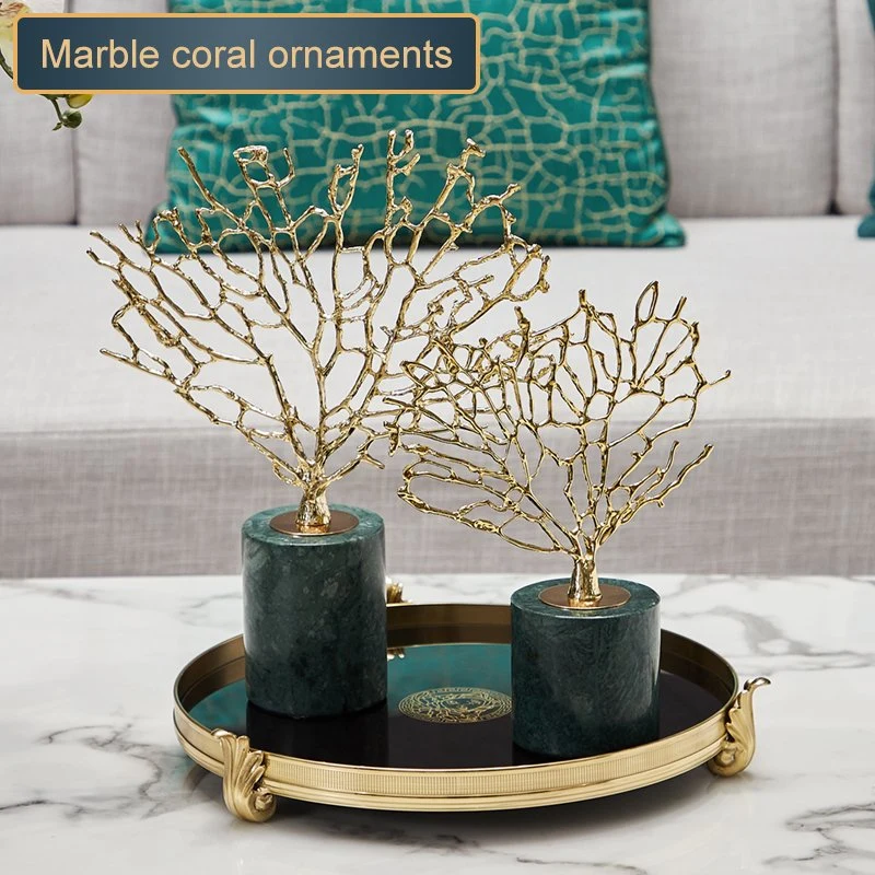 Modern American House Furnishings Home Decor Art Gift Metal Crafts Coral Living Room Decoration