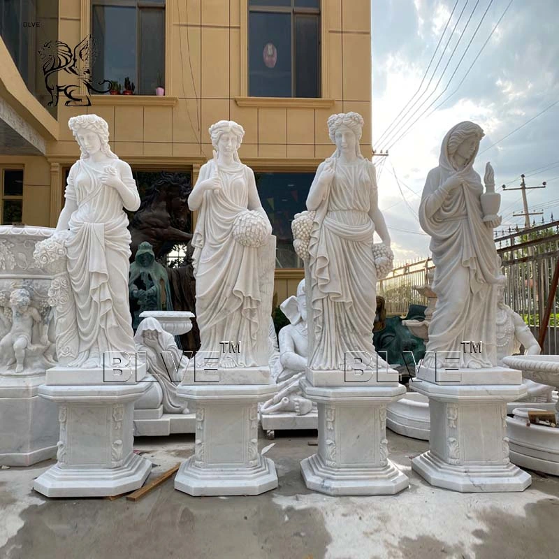 Factory Custom Garden White Life Size Greek Women Marble Statues Four Seasons Goddess Stone Sculpture