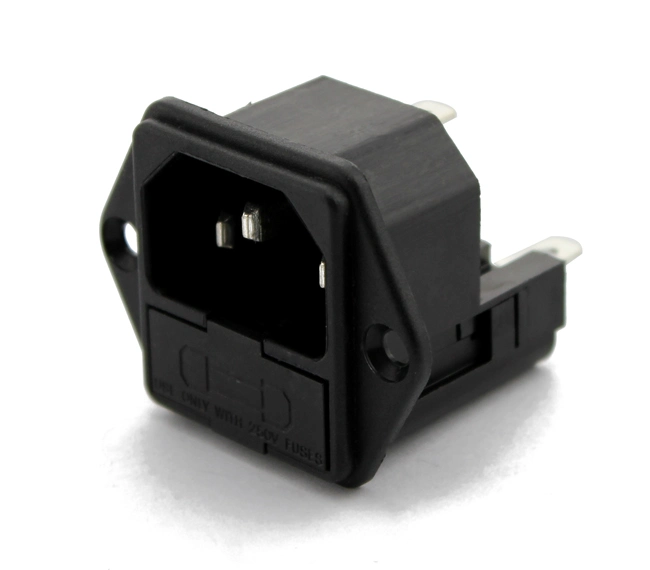 UL Approved 10A 250V IEC C14 Socket with Double Fuseholder Connector for Grill