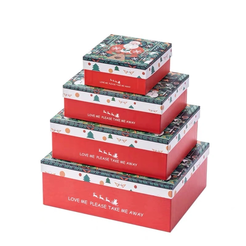 Wholesale/Supplier Hot Stamping Printing Christmas Holiday Decorative Gift Packaging Nested Cardboard Paper Boxes Set