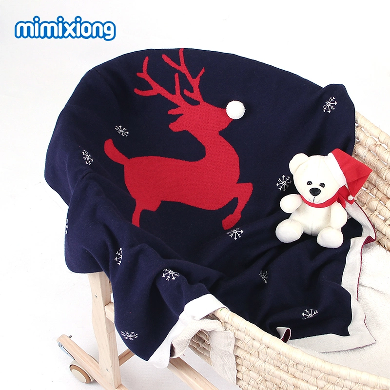 Hot Sale Mimixiong Knitted Christmas Baby Cotton Blankets Children Bedding Products