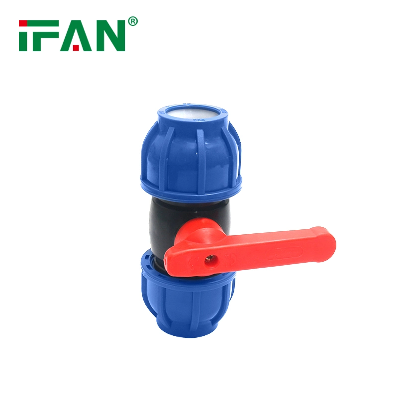 Red Handle HDPE PVC PP PE Pipe Compression Fittings Ball Vavles