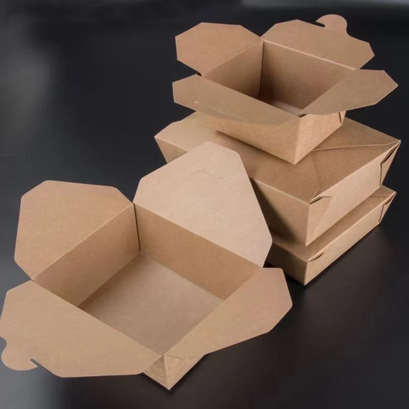 High quality/High cost performance  Disposable Food Packaging Box Eco Disposable Brown Kraft Rectangular Craft Paper