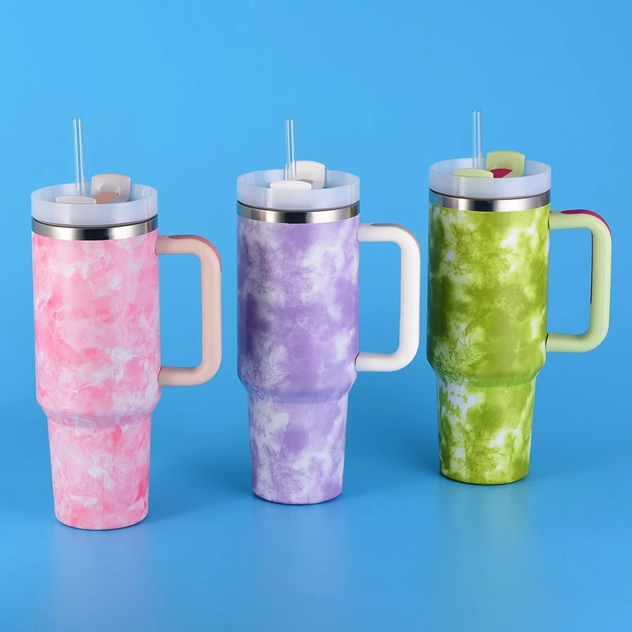 40 Oz. Marble Waves Tumbler Reusable Marbling Stone Coffee Travel Mug Tea Drinking Wine Smoothie Cups