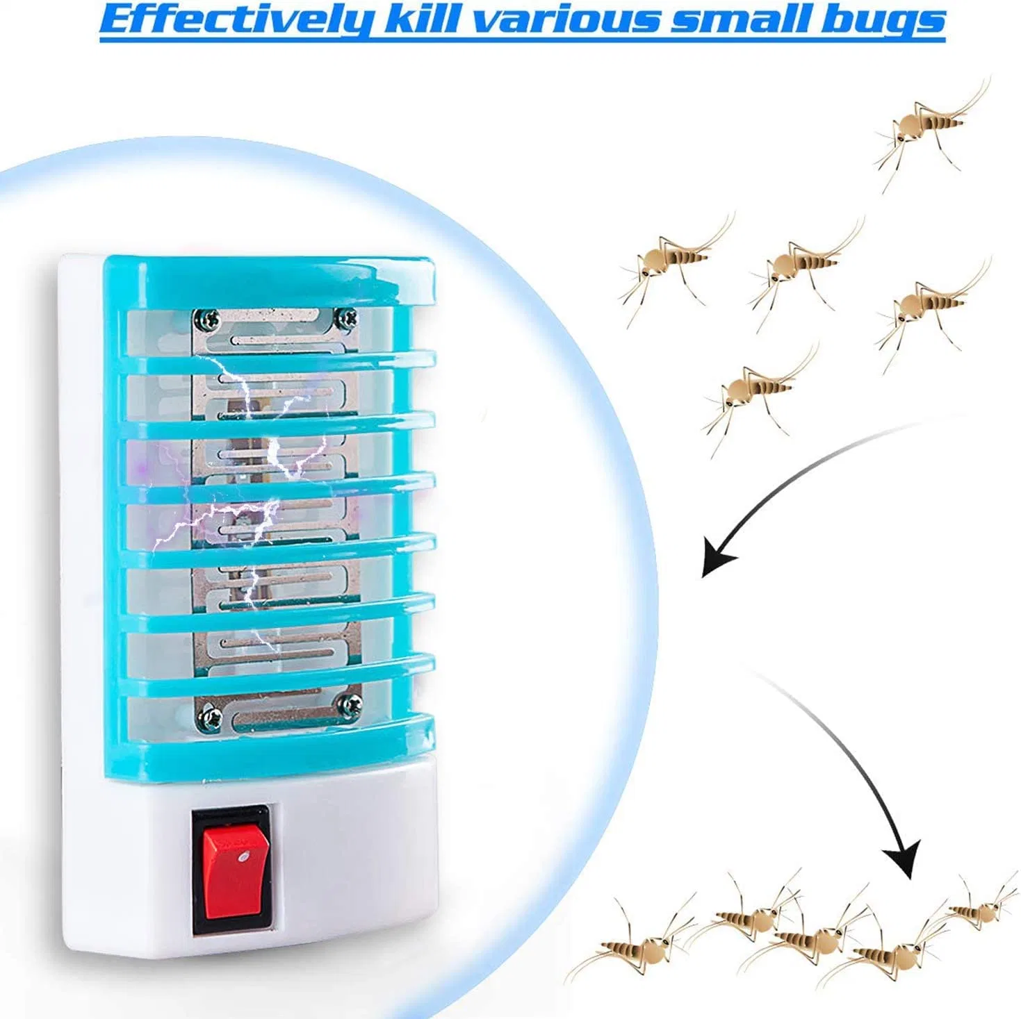 Cocina de insectos electrónicos Mosquito Killer Killer Luz Matamoscas Salón Interior Oficina Electrónica inteligente de la trampa de moscas Insecticida de Contacto de luz LED de la trampa de inicio