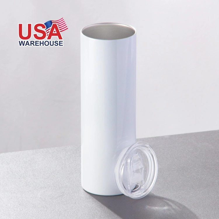 USA Warehouse Rts 30oz Sublimation Blank White Stainless Steel Straight Tumbler with Lid