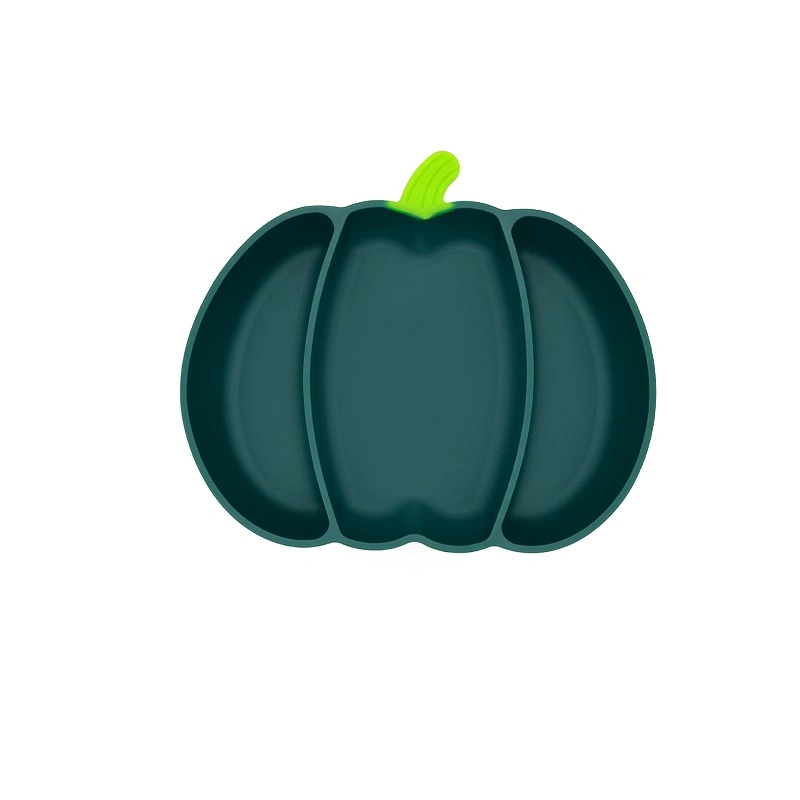 Ensemble d'alimentation pour assiette à dîner en silicone pour bébé de qualité alimentaire à motif citrouille d'Halloween Pour les tout-petits