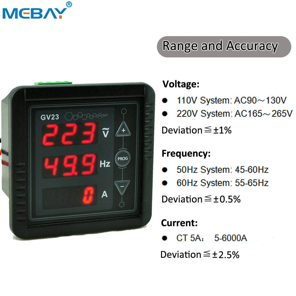 Mebay Electric Generator Power Smart Analog Digital Energy Meter Gv23 Single Phase Voltage Frequency Ampere Current Meter