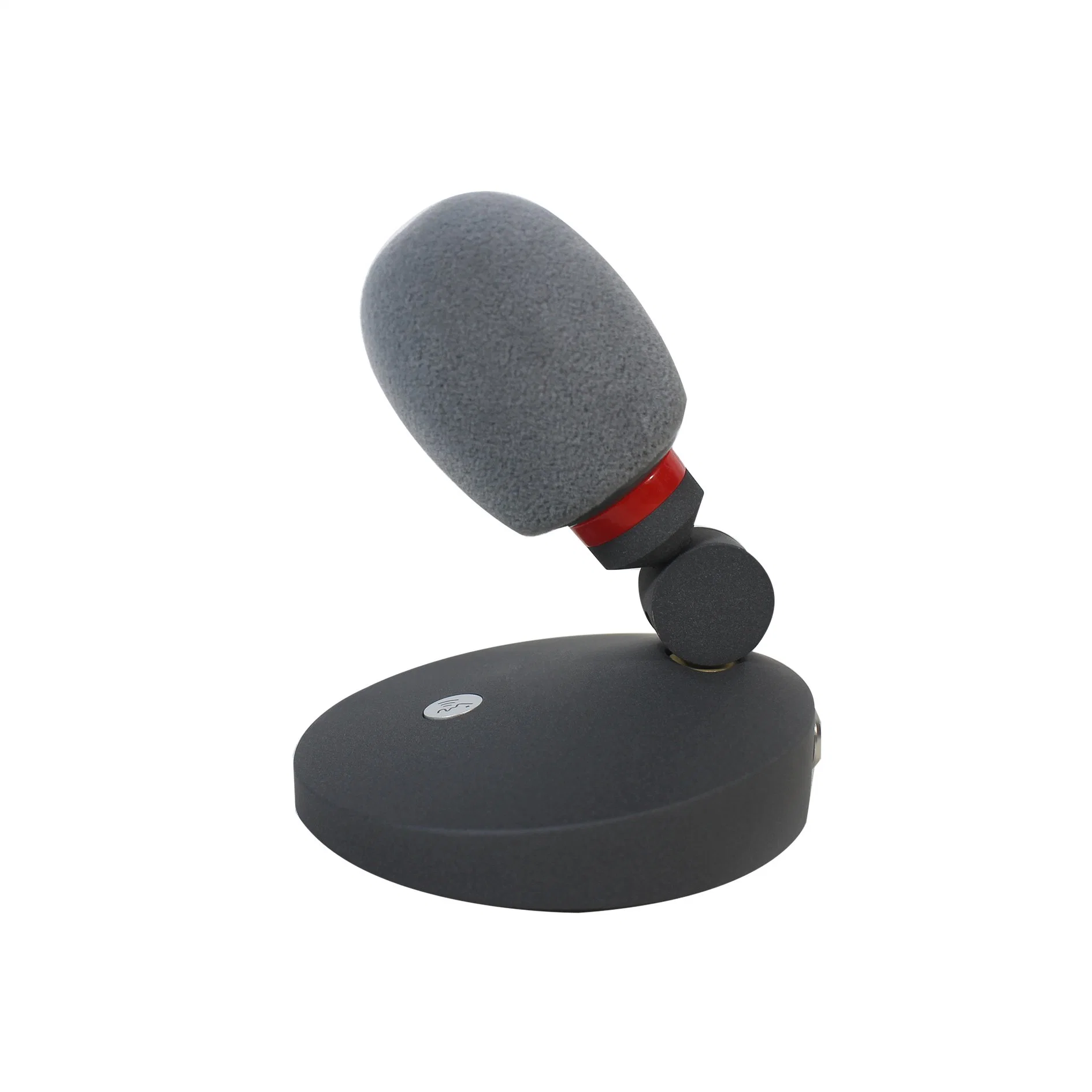 High-Performance Miniature Wired Condenser Microphone with a Functional Desktop Base and 48V Phantom Power