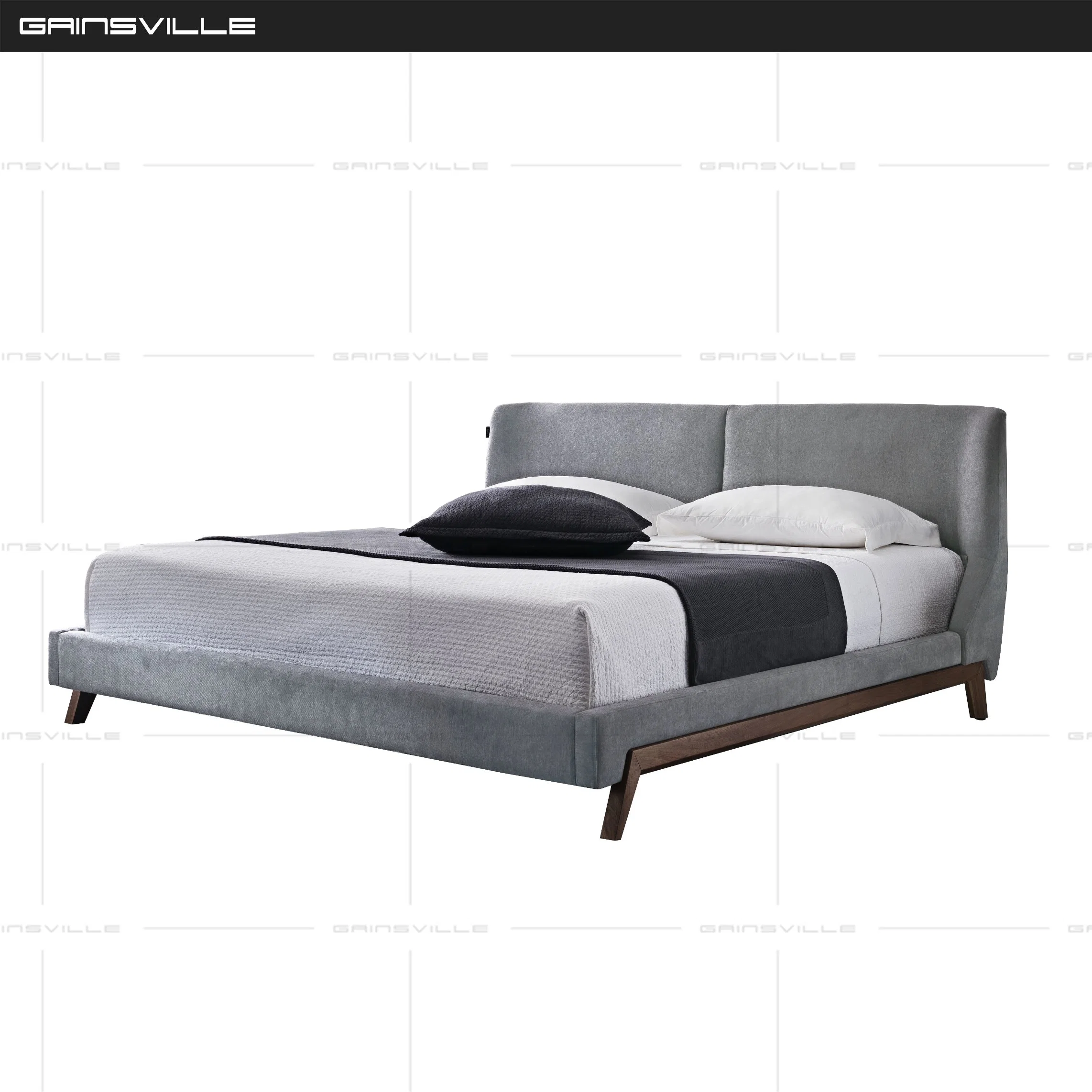 Muebles modernos dormitorios Foshan ajustable de cuero de almacenamiento real de la tablilla de pared cama King Size