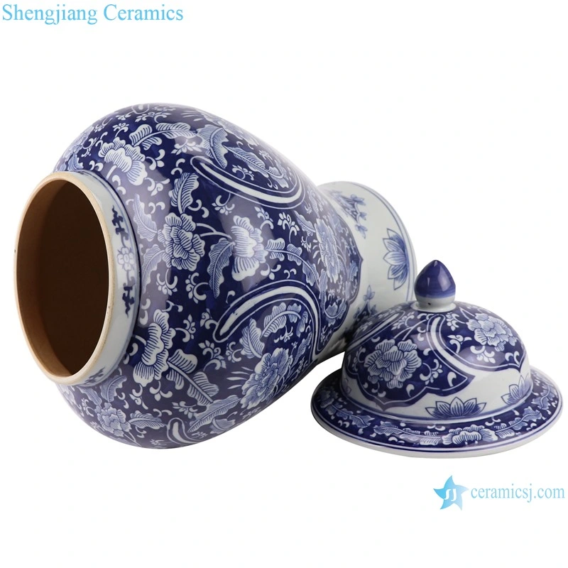 Rzsi05 Jingdezhen Texture Ceramica de Flores Azul y Blanco Jinger Jar