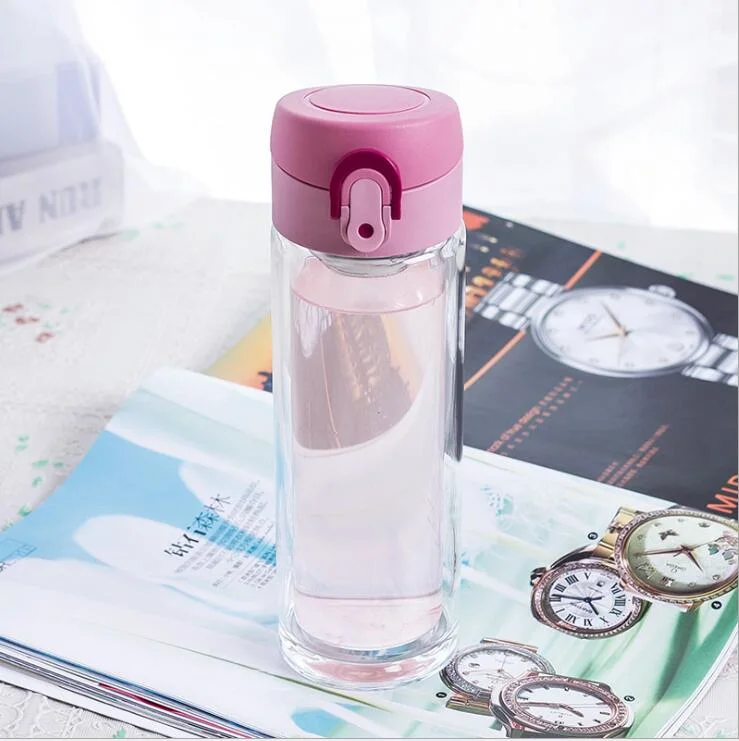 Double Wall High-Borosilicate Glass Water Bottles Double Layer Heat Resistant Tea Coffee Travel Cup Coffer Mug