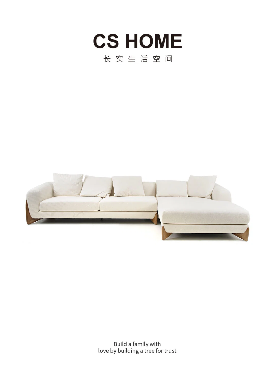 CS Home Factory Luxus Holz Stoff Wohnzimmer Möbel Single Sofa