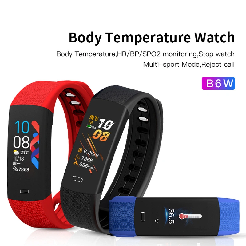 A BT Academia Nova Bracelete inteligente com a temperatura corporal Freqüência cardíaca a pressão arterial Sports Smart Assista a B6W