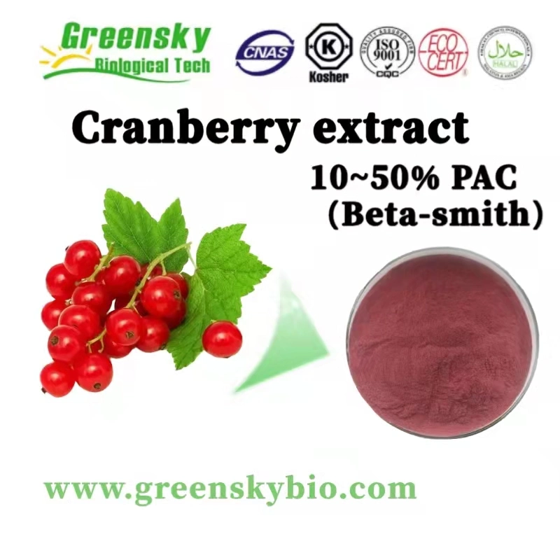 Extracto de arando 10~50% PAC (Beta-Smith) Vaccinium macrocarpon L. violet red pó fino extrato vegetal puro Natural Extrato de ervas aditivo alimentar