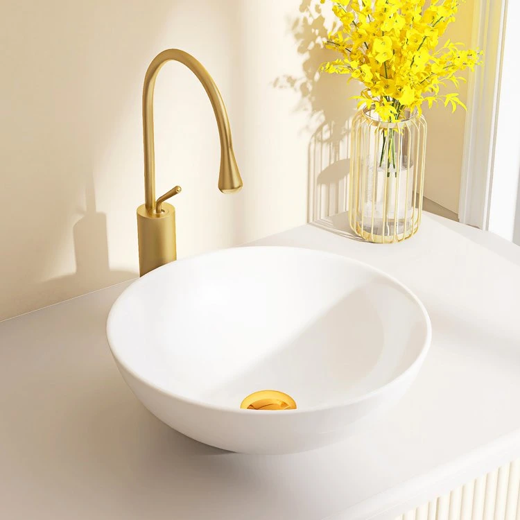 China Wholesale Above Counter Round Bowl Lavatory Vanity White Ceramic Art Wash Basin Bathroom Vessel Sink