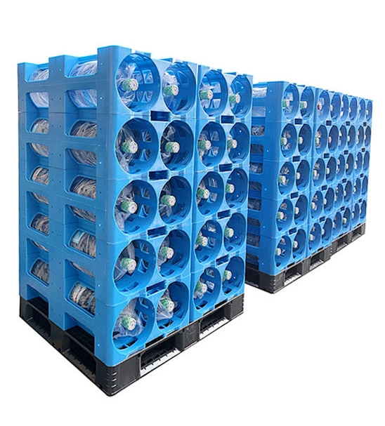 Mayorista 5 Gallon agua mineral botella rack plástico de agua de palets Rack de visualización de botellas