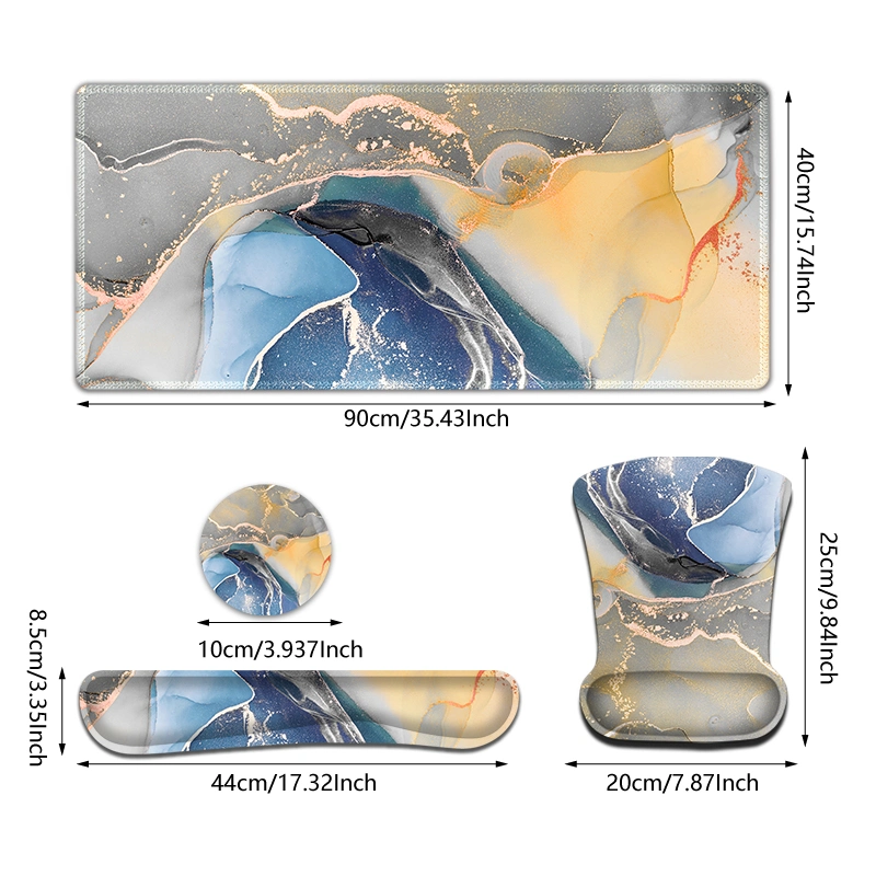 Комплект резиновых подушек для мыши с синей желтой марble-клавиатурой