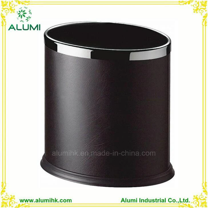 Leather Covered Double Layer Waste Bin for Hotel Guest Room