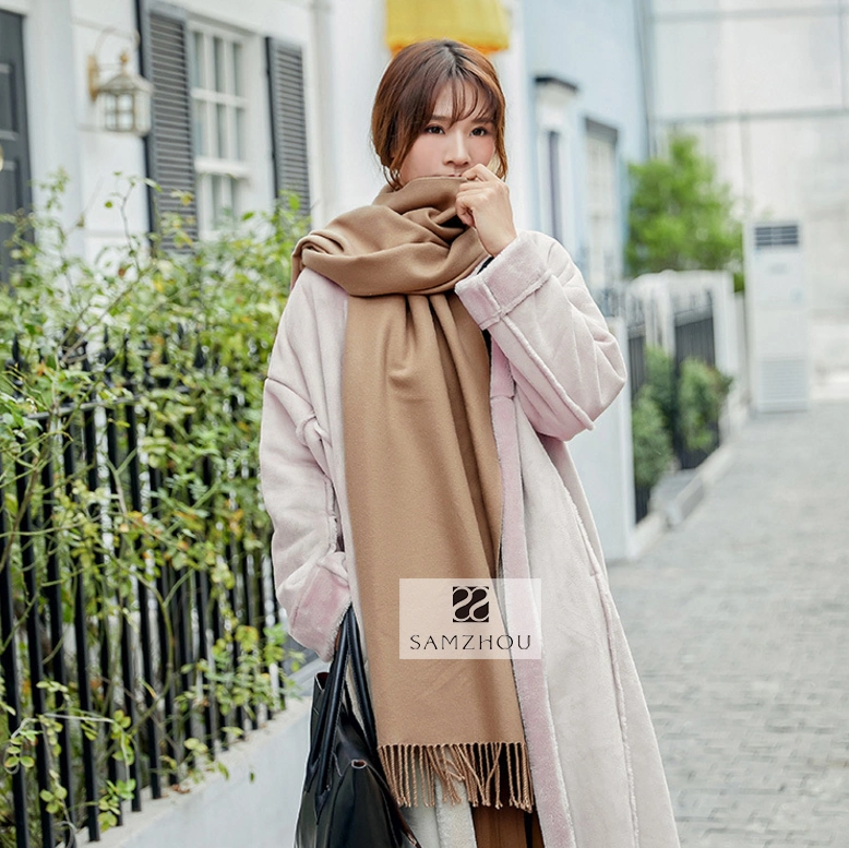 Winter Core Spun Yarn Scarf Two Tone Colour Fashion Shawl