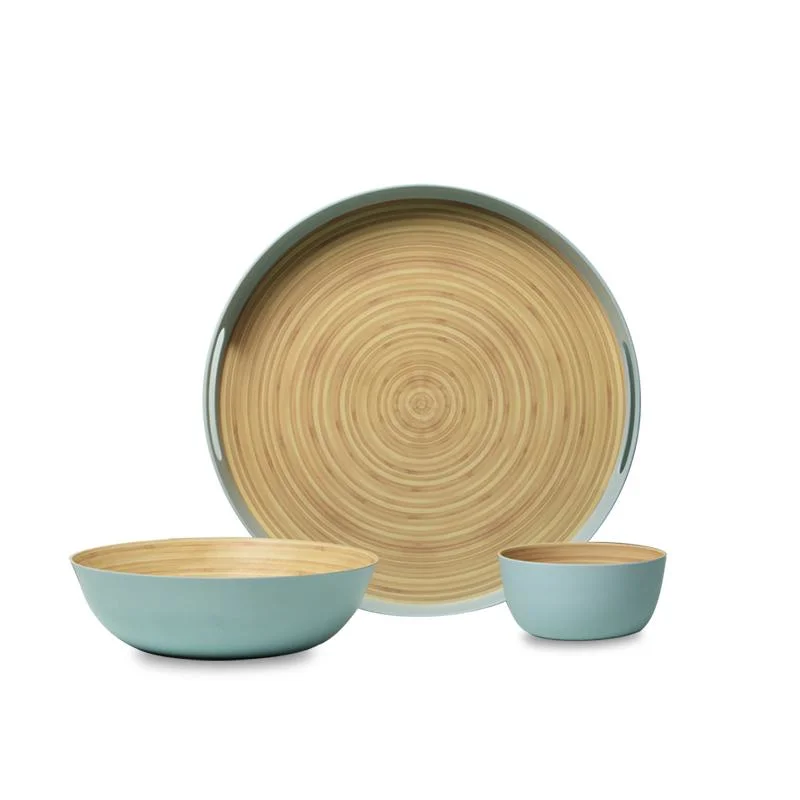 New Trend Customize RPET Material Gift Wood Grain Dinnerware Set Plastic