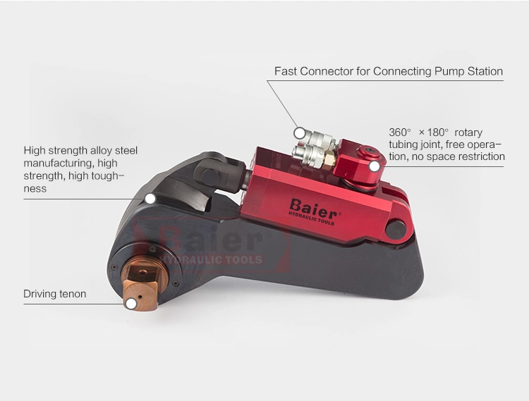 700 Bar Working Pressure Square Drive Type Hydraulic Torque Wrench with Extended Reaction Arm