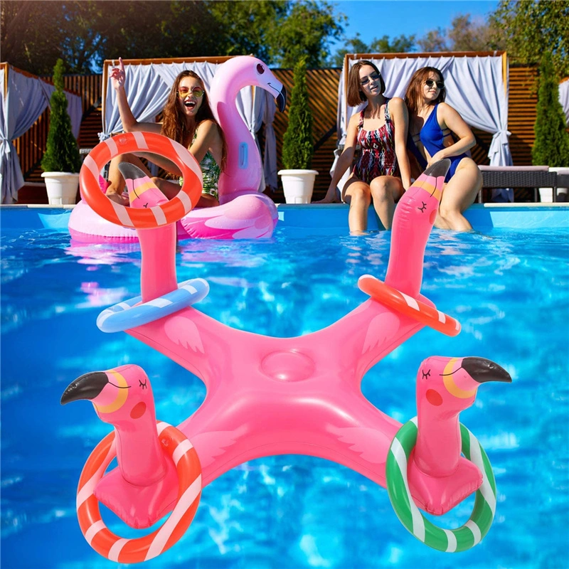 Aufblasbare Flamingo Ring Toss Spiele mit 6 Ringen für Kinder Und Erwachsene Pool Spielzeug Party Bevorzugungen Flamingo Wasser Ring Toss Spiel