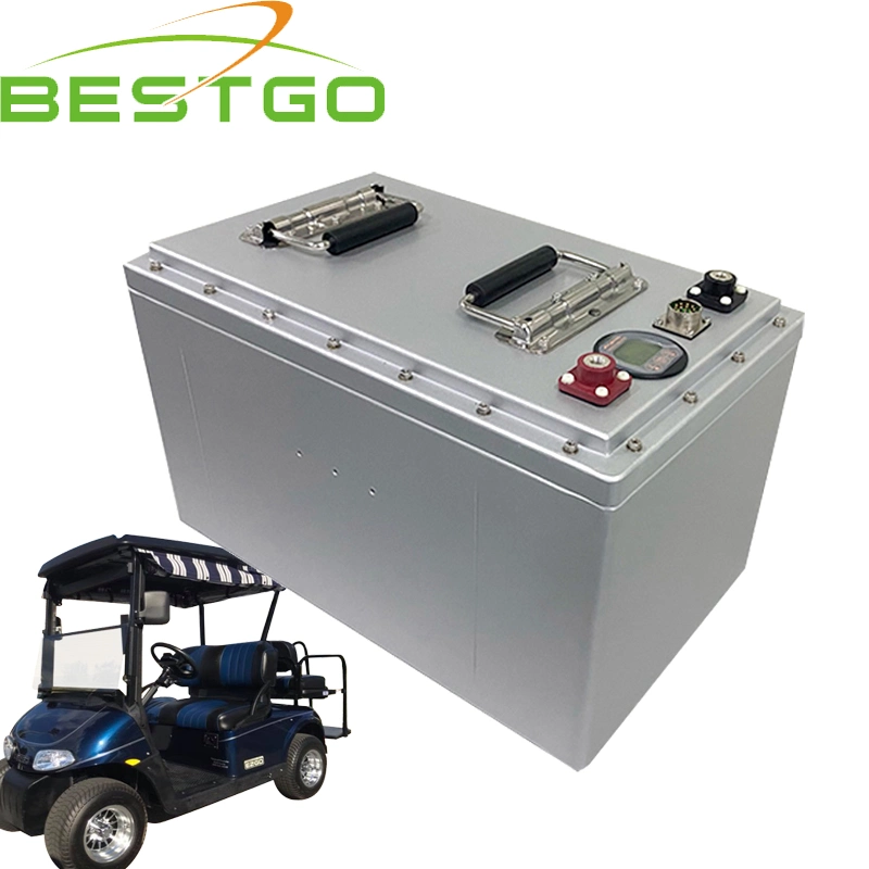 Wasserdichtes Aluminiumgehäuse mit hoher Kapazität und Smart BMS 100Ah 48V LiFePO4 Golfwagen Batterie für Solar Power System