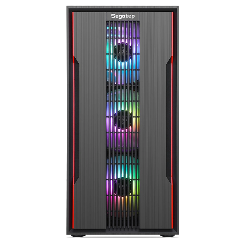 Segotep Prime G Plus Mesh Front Panel for Great Airflow and RGB Lighting Effect, USB3.0*1, USB2.0*2, HD Audio, 8 Fans Position, Gaming Case