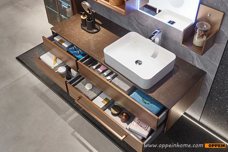 Oppein New Design Modern Wooden Bathroom Vanity Set