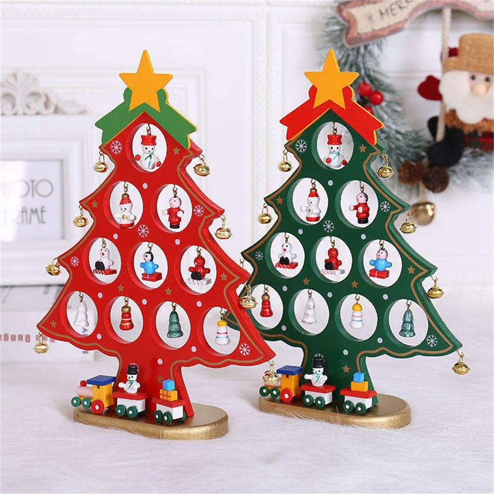 Christmas Trees Wooden Crafts Building Block Set Christmas Gifts Home Party Decor