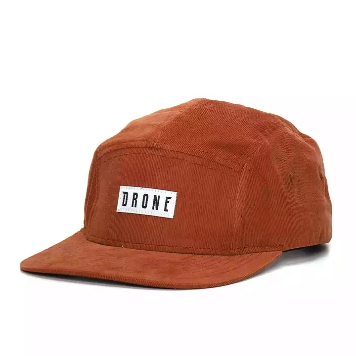 Personalizar el comercio al por mayor de estilo retro Vintage de alta calidad Pana Panel Personalizado 5 Campamento ejecutando Gorra sombrero