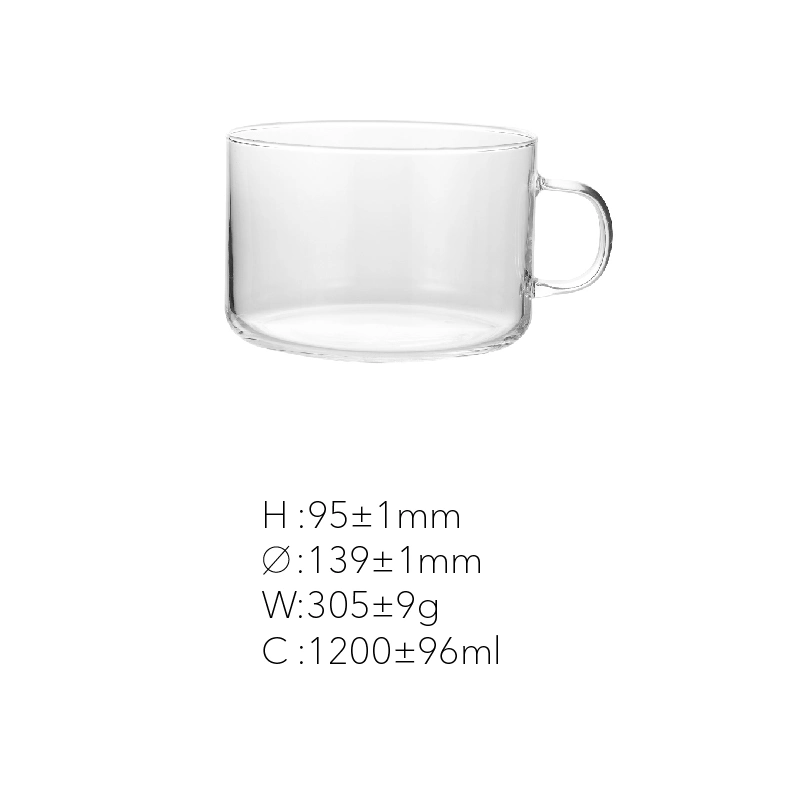 Manufactures Transparent Creative Glass Coffee Tea Drinks Dessert Breakfast Milk Cups Glass Mug with Handle