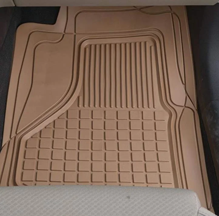 Black Weather Semi Custom Fit Heavy Duty Rubber Floor Beige