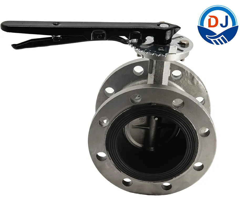 Stainless Steel CF8 Class 150/300 Rubber-Seal Double Flange Butterfly Valve Lever Operated