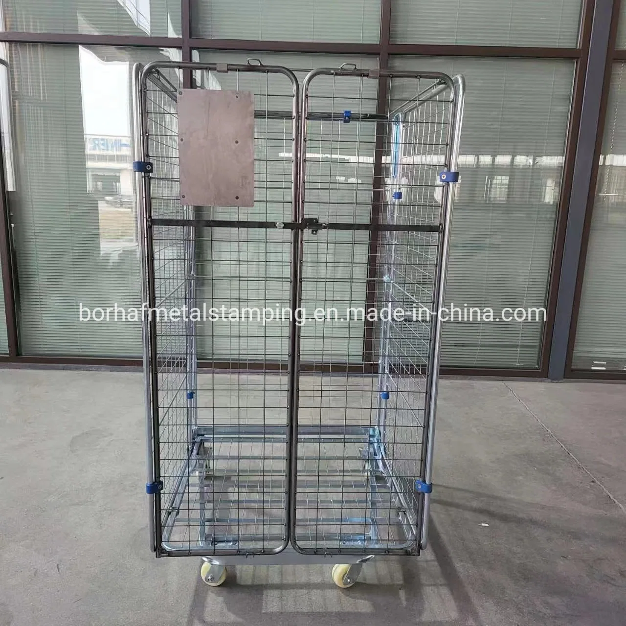 China Manufacturer Logistics Warehouse Folding Durable Safety Metal Wire Mesh Trolley Roll Container