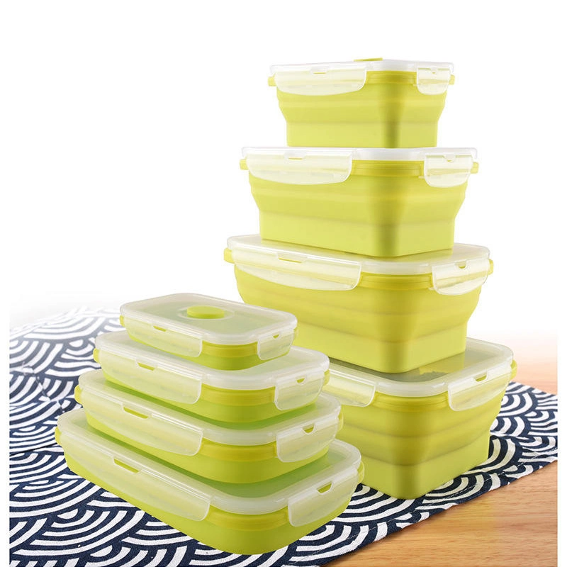 350ml 500ml 800ml 1200ml Collapsible Foldable Silicone Lunch Boxes Microwave Silicone Food Storage Container