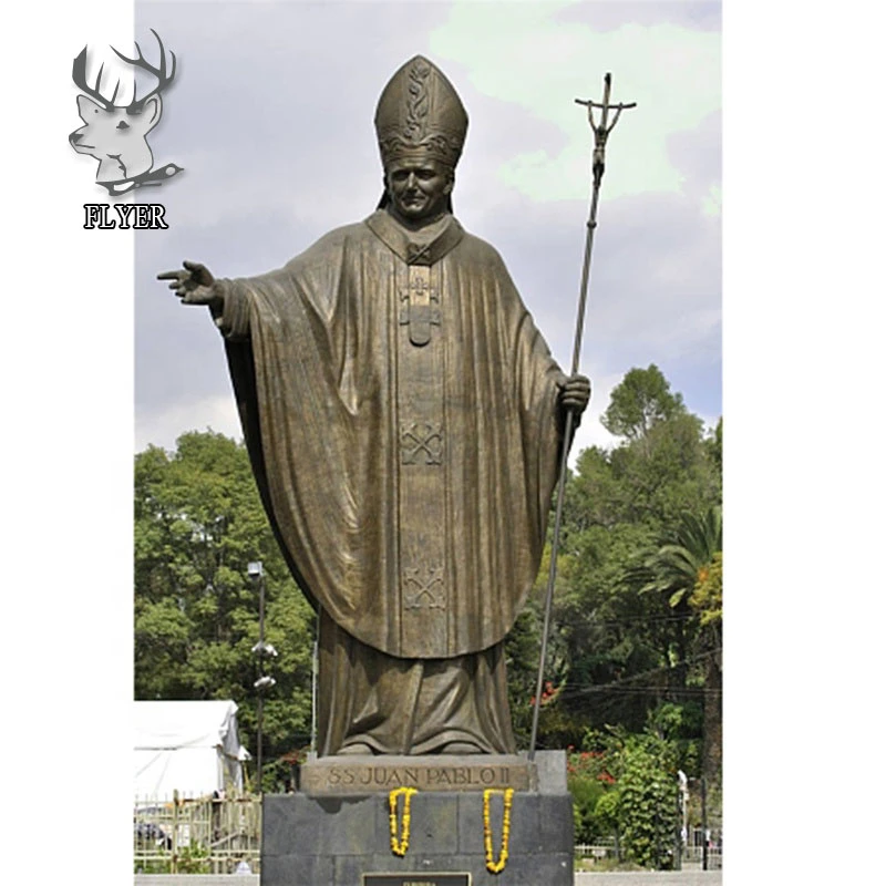 Wholesale/Supplier Life Size Cast Bronze Statue of Saint Pope John Paul II for Outdoor Decoration