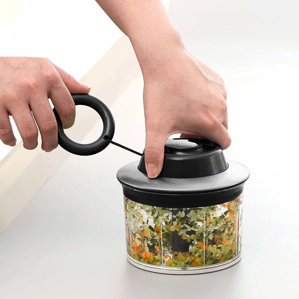 Küchenhelfmittel Gemüseschneider Hand ziehen Lebensmittel Chopper mit 3 Rotorblätter