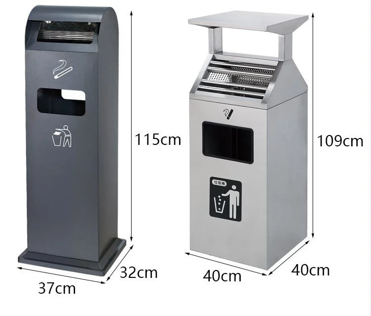 Rectangular Stainless Steel Ash Bucket Rubbish Bin Indoor Hotel Elevator Entrance Trash Can